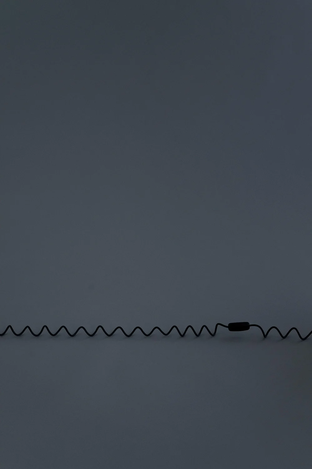 The coiled black cord of Curly running across the floor